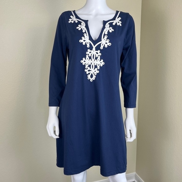 Lilly Pulitzer Women’s Size L Navy Pima Cotton Marina Embroidered Shirt Dress - Picture 14 of 14